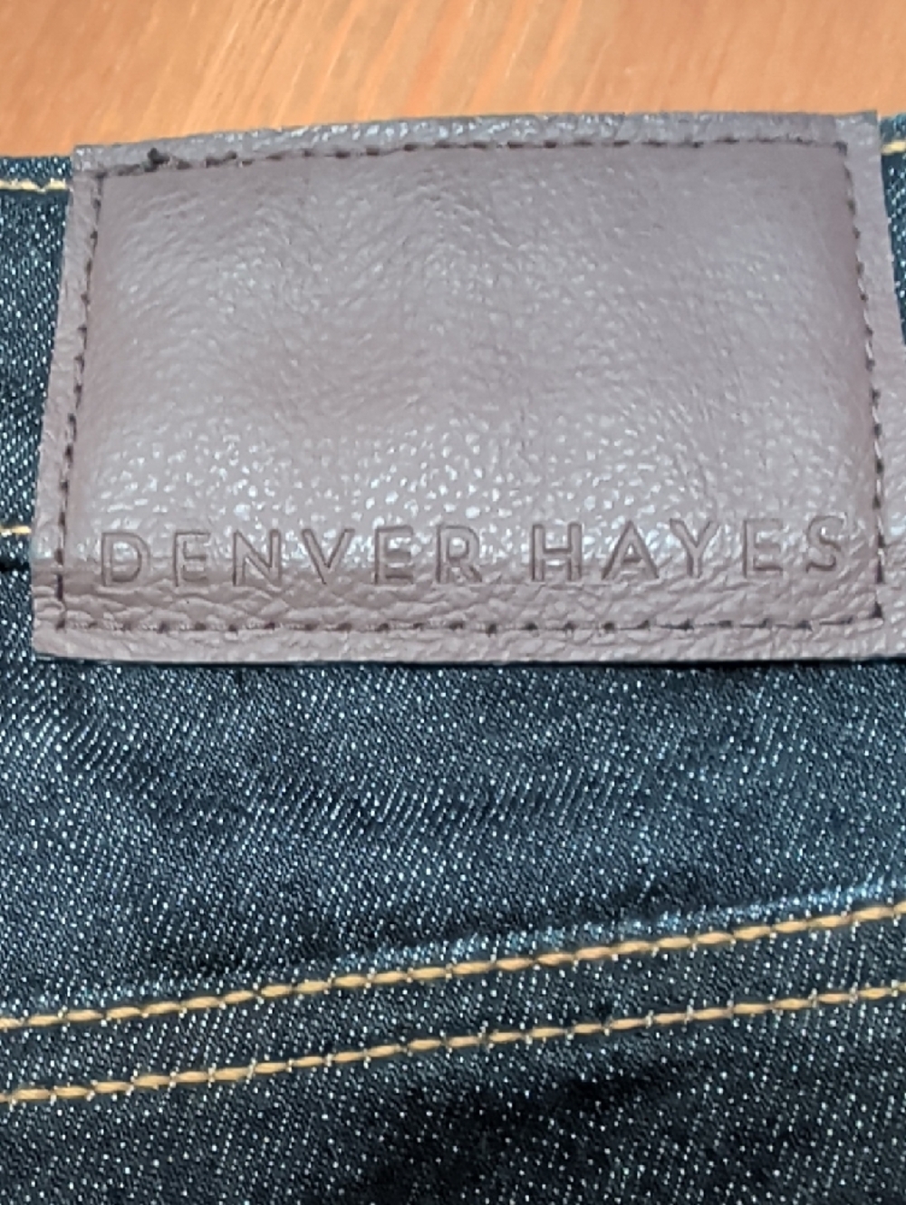 Denver Hayes Dark Indigo Slim Taper Jeans with Gold Stitching - Picture 3 of 6